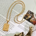 Collana a catena a fune placcata in oro 18 carats con ciondolo quadrato lettera B - 50cm / Lettera B Oro (RP015)