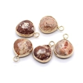 Faceted tiger eye teardrop pendants with gold plated edges for DIY jewelry making - Picture Jasper (No. 7)