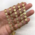 Golden matte star chain roll for jewelry making featuring beaded pentagram links - 10m/Roll / Matte Pentagram Chain (No. 2)