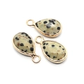 Set of three teardrop-shaped natural dalmatian jasper pendants with gold-plated edges - Dalmatian Jasper / 10x18mm (3 Pieces/Pack)