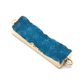 Deep blue druzy quartz rectangular connector pendant with gold plated bezel frame - Rectangular Double Hole Pendant / No.2 (Blue)