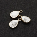 Three white howlite teardrop pendants with gold plated metal edges for DIY jewelry - Howlite / 10x18mm (3 Pieces/Pack)