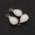 Water-drop natural white stone pendant with gold-plated edging and polished finish - White Jade / 10x18mm (3 Pieces/Pack)