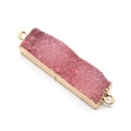Roze druzy natuursteen rechthoekige connector met gouden rand voor DIY-sieraden - Rechthoekige Hanger met Dubbel Gat / Nr. 6 (Rozerood)