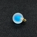 Matte blue acrylic ball pendant with cat-eye effect and golden loop for DIY jewelry - 16mm / Sapphire Blue
