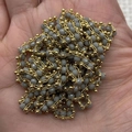 Golden metal bead chain interwoven with grey faceted crystal beads for DIY jewelry making - 3x6mm, 10m/piece / Gray (No. 2)