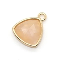 Triangle faceted apricot natural stone pendant with gold bezel and top hanging loop - Triangle