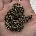 Beaded jewelry chain with faceted black stones and golden copper beads for DIY crafts - 3x6mm, 10m/piece / Black (No. 4)