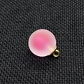 Pink matte acrylic round ball pendant with a golden metal loop for DIY jewelry making - 16mm / Rose Red
