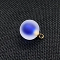 Frosted acrylic 16mm round ball pendant in gradient dark blue with gold metal ring - 16mm / Blue
