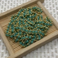 Catena per gioielli fai-da-te con pietre naturali turchesi sfaccettate e maglie in rame dorato - 3x6mm, 10m/pezzo / Verde Acqua (N. 8)