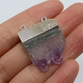 Irregular amethyst crystal pendant with silver plated double bail for DIY jewelry - Purple/Silver (Style 2)