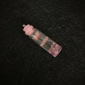 Pink dried flower glass bottle pendant with resin cap and purple sequins for jewelry making - Rose Red Cap (No.8)