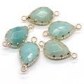 Gefacetteerde amazoniet druppelvormige connector met gouden dubbele lussen sieraden - Amazoniet