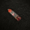 Mini glass cylinder pendant with pink dried flowers and red glitter finish - Red (No. 2)