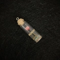 Mini glass cylinder pendant with pink dried flower and silver hanging loop - Cork Stopper Sequin Style / Beige (No. 3)