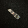 Pink dried flower glass bottle pendant with iridescent glitter and white stopper - White (No. 10)