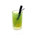 Ciondolo mini tazza verde con fetta di limone e cannuccia nera per portachiavi fai da te - 11x18mm / Verde-giallo