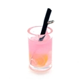 Mini ciondolo a forma di bevanda in resina rosa con fetta di limone e cannuccia per DIY - 11x18mm / Rosa