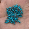 Silver rice bead chain with turquoise enamel oval beads for DIY jewelry making - 10m/Roll / Turquoise (No.5)