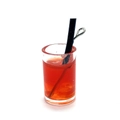 Ciondolo mini cocktail rosso in resina con cannuccia nera e gancio metallico - 11x18mm / Rosso