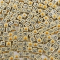 Golden acrylic square alphabet beads with black letters for DIY jewelry making - Antique Gold