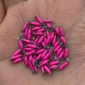 Silver jewelry chain with fluorescent pink enamel beads held in palm for scale - 10m/Roll / Neon Pink (No.13)