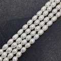 Three strands of 8-9mm white natural freshwater rice pearls with high luster finish - 4-5mm 13g / White