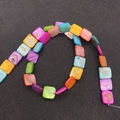 Colorful square natural shell beads in rainbow shades for DIY jewelry making - Square Style (12mm)