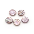 Five natural lavender baroque button pearls with metallic luster for jewelry DIY - 19-20mm Approx 3.5g/pc / Pink (No Hole)