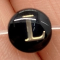 8mm black natural shell bead with golden letter L for DIY jewelry making - Letter L / 8mm