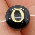 Polished black sea shell bead with gold circular inlay and cat eye effect for DIY jewelry - Letter O / 8mm