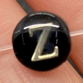 DIY black round bead with golden letter Z inlay for handmade necklace and bracelet - Letter Z / 8mm