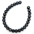 Black round shell beads with golden A-Z alphabet engravings for DIY necklace - Full Set of 26 Letters
