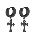 Schwarze Punk-Kreuz-Creolen aus mattem Titanstahl für einen minimalistischen Street-Style - Schwarz (Einzelstück)