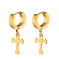 Gotische Punk Kreuz-Ohrringe aus vergoldetem Titanstahl für Herren und Damen - Gold (Einzelstück)