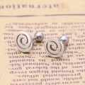 Minimalist silver titanium steel swirl screw earrings with ball back closure design - Steel Spiral Style