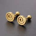 Minimalist gold titanium steel spiral screw stud earrings with a glossy metal finish - Gold Spiral Style