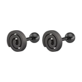 Pair of black spiral titanium steel stud earrings with screw ball back closure - Black Spiral Style