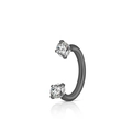 Anneau de nez fer à cheval en acier inoxydable noir avec zircons 5A incrustés - Pierre 2,5 mm + Tige 1,2 * 6 mm / Noir + Zirconia Blanc