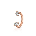 Piercing arcade or rose avec deux pierres de zircone 5A rondes et étincelantes - Pierre 2,5 mm + Tige 1,2 * 6 mm / Or rose + Zircone blanc