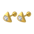 Boucles d'oreilles triangles dorées minimalistes avec zircon et fermoir à vis sécurisé - Triangulaire / Or