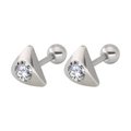 Boucles d'oreilles étoiles en acier titane avec zircons cubiques ronds et brillants - Triangulaire / Acier
