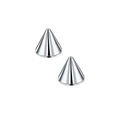 Paar minimalistische zilveren roestvrijstalen kegelspikes met gepolijste spiegelafwerking - Interne Schroefdraad Spike / 3*3mm Schroefdraad M1.2