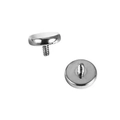Gepolijste zilveren roestvrijstalen microdermal top met interne draad voor piercings - Externe Schroefdraad Platte Schijf / 3.0mm Schroefdraad M0.9