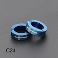 Orecchini a clip punk da uomo in acciaio inossidabile blu con motivo a croce - Stile Croce (C24) / 1 Pezzo / Blu