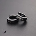 Pendientes huggie negros de acero inoxidable con diseño de flecha cruzada plateada - Estilo Flecha Cruzada(C5) / 1 Pieza / Negro