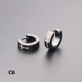 Pendientes de aro minimalistas en acero inoxidable negro con patrón de cruz grabada elegante - Patrón de Cruz(C6) / 1 Pieza / Negro