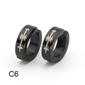 Orecchini a clip punk da uomo in acciaio nero con motivo a stelle argentate C6 - Stile Geometria Stella (C6) / 1 Pezzo / Nero