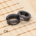 Orecchini a clip uomo neri in acciaio inossidabile con motivo tribal stile punk C4 - Stile Totem Tribale (C4)